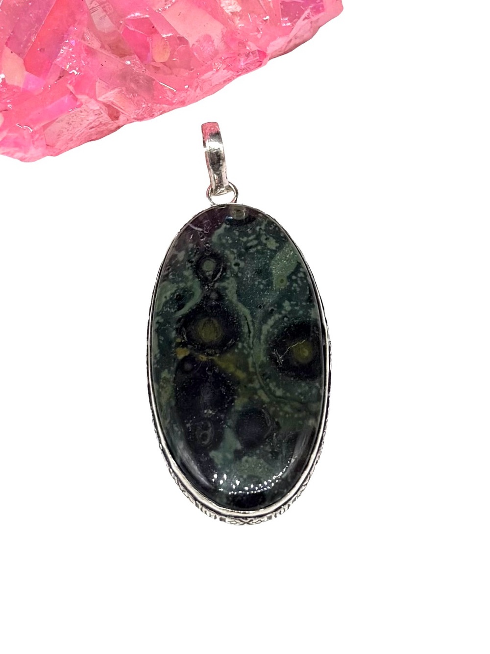African Kambaba Jasper Necklace Pendant 925 Sterling Silver Overlay